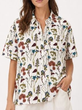Anthropologie Botanical Floral Pajama Top Small Cotton Sleepwear